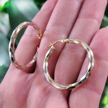 Náušnice Luxusní zlaté náušnice kombinované kruhy 2,15g Zlato 14k(585/1000)