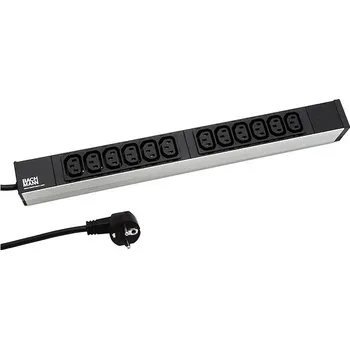 Elektrická zásuvka Bachmann 19'' napájecí panel 1U, 12 × zásuvka C13, černá, 2 m (333.616)
