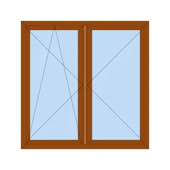 Okno Plastové okno 170x145 cm (1700x1450 mm) | zlatý dub | dvoukřídlé bez sloupku (štulp) | pravé