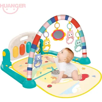 Hračka pro nejmenší Podložka s hrazdičkou Sovičky tyrkysová