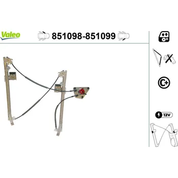 Stahovačka okna Zvedací zařízení oken VALEO 851098