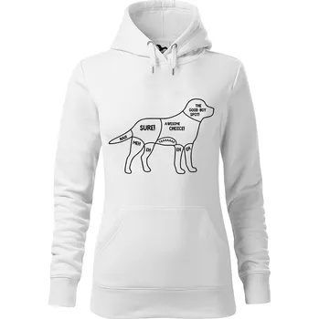 Dámská mikina DOBRÝ TRIKO Dámská mikina s potiskem Kde drbat psa Velikost dámské mikiny: M, Barva: Bílá