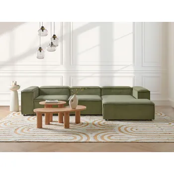 Pohovka 4místná modulární pohovka zelená manšestrové čalounění rohová levostranná černé nohy moderní styl obývací pokoj Beliani