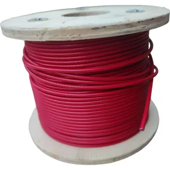 Horolezectví Nerezové lanko 2mm, s 3mm ČERVENÉ PVC bužírkou - nerez A4 - DIN 3055