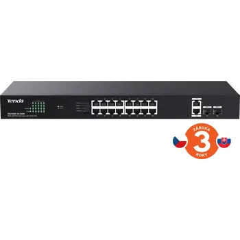 Switch Tenda TEG1120P-16-150W PoE+ Gigabit switch 16x 1Gb/s PoE+ 802.3af/at + 2x SFP + 2x RJ45, 135W, Rack