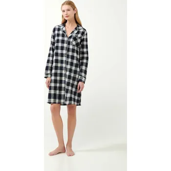 Dámské pyžamo Vamp Černá Flanelová Noční Košile s Károvaným Vzorem, black M i512_21703_100_3