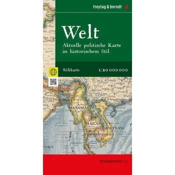 Mapa světa 1:20 000 000 / aktuální mapa v antickém stylu