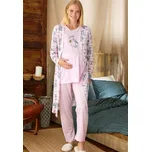 Růžový set kojící i těhotenský, pyžamo a župan - Čáp nese miminko 1G0609 růžová xxl