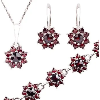 Souprava šperků granát souprava Set 218 (Set 218) povrchová úprava: rhodiované