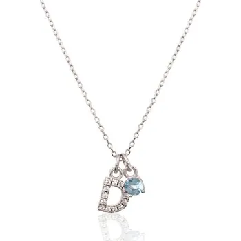 Náhrdelník Stříbrný náhrdelník s modrým kamínkem a písmenem D SVLN0324XH2BI0D
