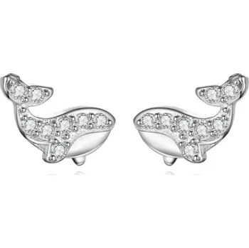 Náušnice For Silver Puzetové náušnice Velryba se zirkony - Stříbro 925