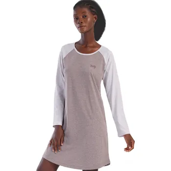 Dámské noční prádlo Hnědá i béžová noční košilka s dlouhými rukávy pro ženy či dívky Pretty 1C3893 hnědá xxl