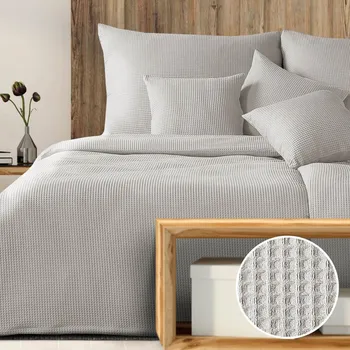Povlečení Vaflové povlečení světle šedé: 140x200cm, 70x90cm