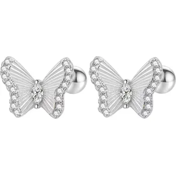 Náušnice For Silver Puzetové náušnice Motýl se zirkony - Stříbro 925