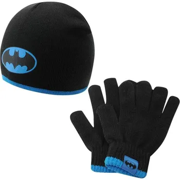 Rukavice dětský set čepice + rukavice BATMAN - BLACK/BLUE - 128 7-8 let (Character 2 PC Set)