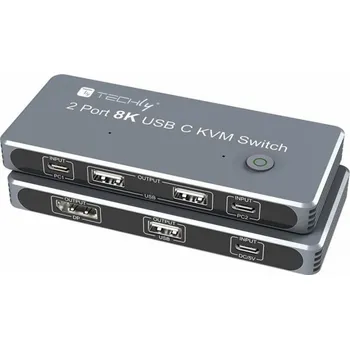 KVM přepínač Techly Techly Switch KVM USB-C 2x1 s displayport 1.4 Video 8k