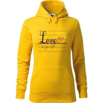 Dámské oblečení DOBRÝ TRIKO Dámská mikina s potiskem Love is my life Velikost dámské mikiny: S, Barva: Žlutá
