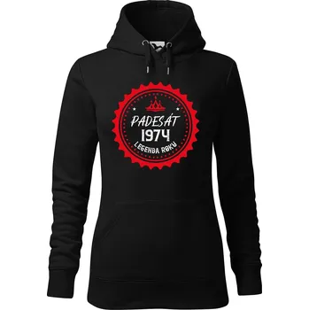 Dámská mikina DOBRÝ TRIKO Dámská mikina s potiskem Legenda padesát Velikost dámské mikiny: XL, Barva: Černá