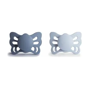 dudlíky DVOJBALENIE ANATOMICKÝCH CUMLÍKOV FRIGG BUTTERFLY SLATE/ POWDER BLUE, 0-6M, SILIKÓN