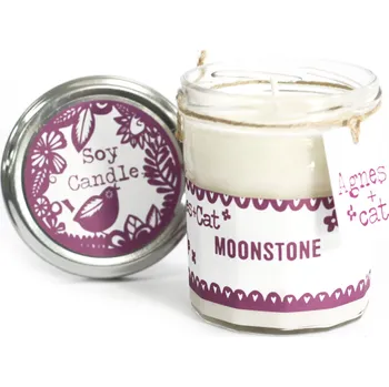 Svíčka 220g Sójová Svíčka v Zavařovací Sklenici - Agnes + Cat - 18 druhů vůní Varianta: Měsíční Kámen -