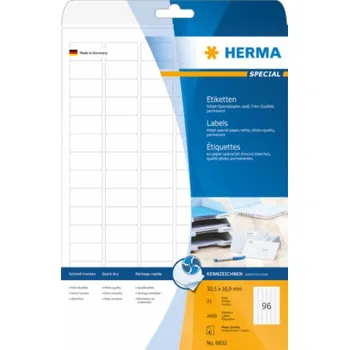 Fotopapír Herma Labels InkPrint 8832, A4, 30,5 x 16,9 mm, matný bílý papír, 2400 ks, zaoblené rohy (8832)