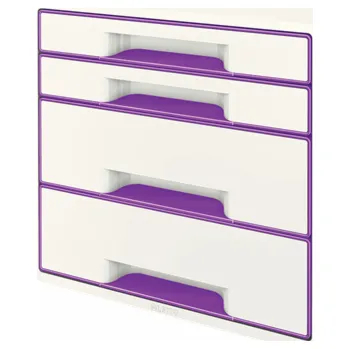 LEITZ Zásuvkový box WOW CUBE, 4 zásuvky, purpurová