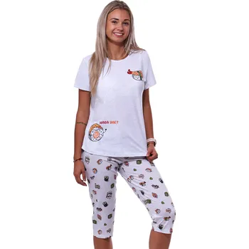 Dámské pyžamo Šedé pyžamo pro ženy či dívky s 3/4 nohavicí SUSHI WASA BAYE 1B2054 šedá s