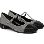 Tory Burch Baleríny Cap-Toe T-Strap Pave Heeled 159830 Stříbrná 39
