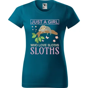 Dámské oblečení DOBRÝ TRIKO Dámské tričko s potiskem Love sloths Barva: Petrolejová, Velikost: 2XL