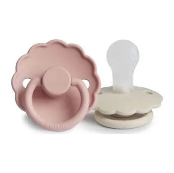 dudlíky DVOJBALENIE CUMLÍKOV FRIGG DAISY BLUSH/ CREAM, 0-6M, SILIKÓN