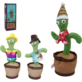 plyšák MaDe Kaktus tančící - s barevnou čepicí s bamulkou