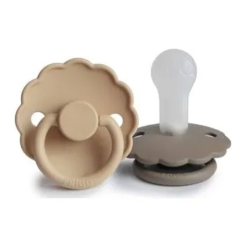 dudlíky DVOJBALENIE CUMLÍKOV FRIGG DAISY CROISSANT/ PORTOBELLO, +6M, SILIKÓN