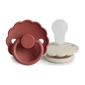 dudlíky DVOJBALENIE CUMLÍKOV FRIGG DAISY BAKED CLAY/ CREAM, 0-6M, SILIKÓN