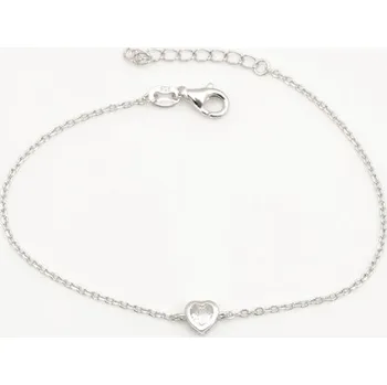 Náramek Stříbrný náramek se srdíčkem se zirkonem 17-20 cm STNA0829F