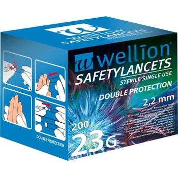 Zdravotnický materiál Wellion Safety Lancets 23G jehly jednorázové 200 ks