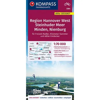 KOMPASS Fahrradkarte Region Hannover 3364, 1:70 000