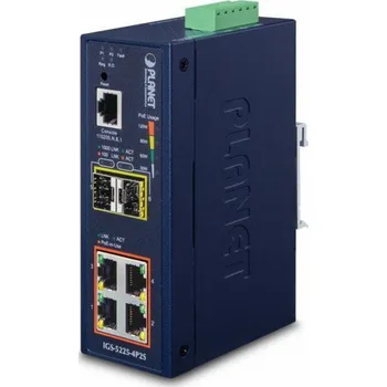 Switch Planet IGS-5225-4P2S průmyslový L3 switch, 4x1Gb, 2x1Gb SFP, 4x PoE 802.3at 144W, dual 48-56VDC, -40~75, IP40