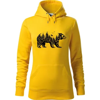 Dámské oblečení DOBRÝ TRIKO Dámská mikina s potiskem Medvěd Velikost dámské mikiny: XS, Barva: Žlutá