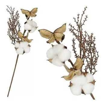 Větvička s bavlnou 37cm, vánoční dekorace
