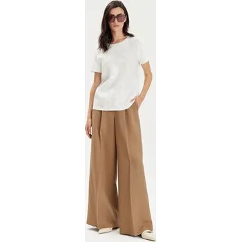 Dámské oblečení Weekend Max Mara Kalhoty z materiálu Diletta 2415131062 Hnědá Wide Leg 44