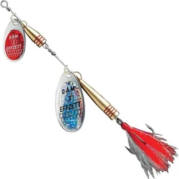 Umělá nástraha Rotační Třpytka Effzett Dressed Spinner Silver/Red Hmotnost 10gr