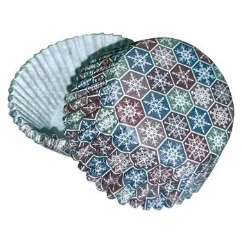 Jedlá dekorace na dort Košičky na muffiny sněhové vločky (50 ks) - Alvarak