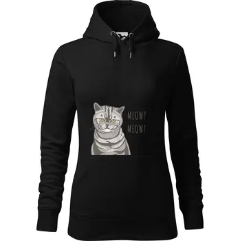 Dámská mikina DOBRÝ TRIKO Vtipná dámská mikina s potiskem Kočka Velikost dámské mikiny: XS, Barva: Černá