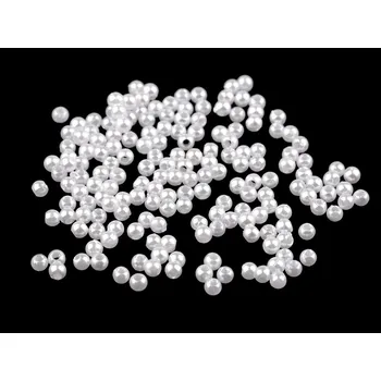 Dětské navlékací korálky Plastové voskové korálky / perly Glance Ø3 mm, malé, 33 bílá