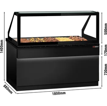 Vinotéka G.Gastro Ohřevná vitrína - 1800mm - pro 5x GN 1/1 - dřevěný přední panel - pracovní deska z černé žuly