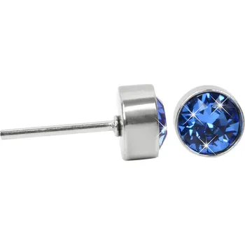 Náušnice Levien Krásné ocelové náušnice Chaton Sapphire + 2 měsíce na vrácení zboží