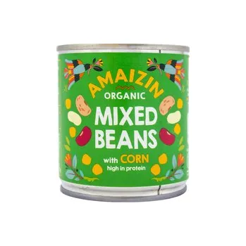 Luštěnina Fazole mix s kukuřicí sterilované 200 g BIO AMAIZIN