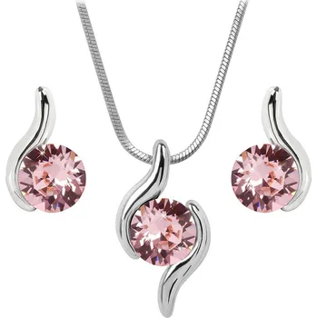 Náušnice Levien Slušivá sada náhrdelníku a náušnic Chaton Wave Light Rose + 2 měsíce na vrácení zboží