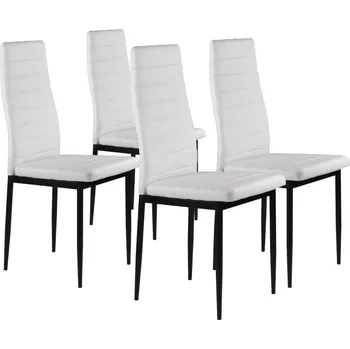 Sada 4 židlí ekokůže, profilované bílé opěradlo