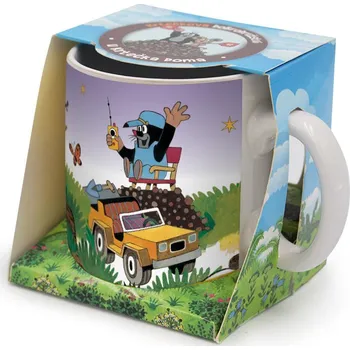 Nekupto Dětský hrneček 7,5 x 8 cm 250 ml, Krteček a autíčko